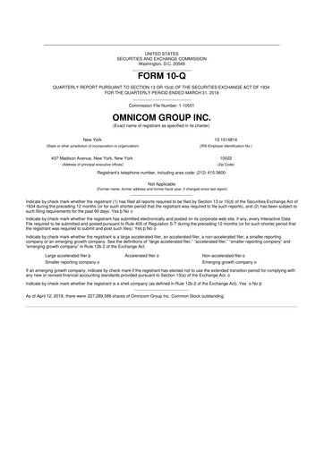 Thumbnail Omnicom Group 10-Q Quarterly Report FY2018 