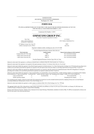 Thumbnail Omnicom Group 10-K Annual Report 2019