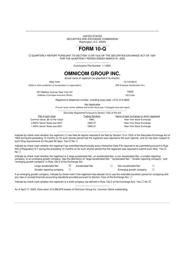 Thumbnail Omnicom Group 10-Q Quarterly Report FY2020 