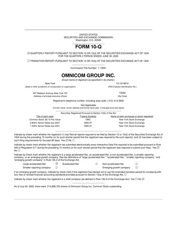 Thumbnail Omnicom Group 10-Q Quarterly Report FY2020 