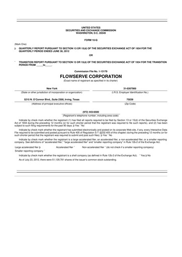 Thumbnail Flowserve
 10-Q Quarterly Report FY2012 