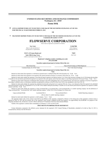 Thumbnail Flowserve
 10-K Annual Report 2012