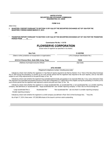 Thumbnail Flowserve
 10-Q Quarterly Report FY2014 