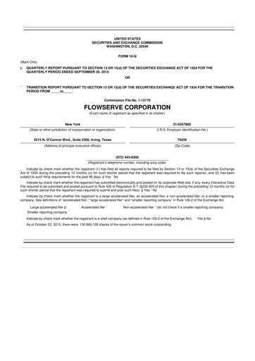 Thumbnail Flowserve
 10-Q Quarterly Report FY2015 