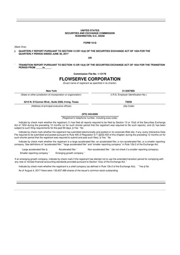 Thumbnail Flowserve
 10-Q Quarterly Report FY2017 