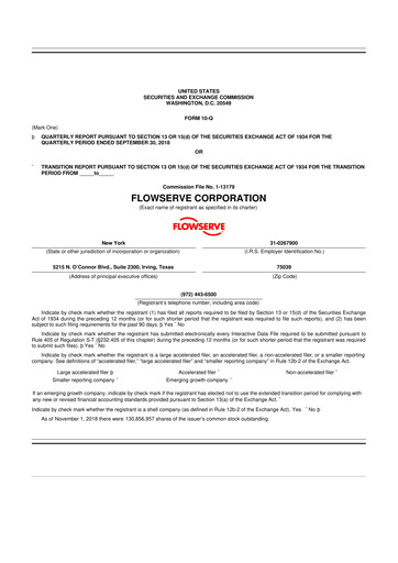 Thumbnail Flowserve
 10-Q Quarterly Report FY2018 