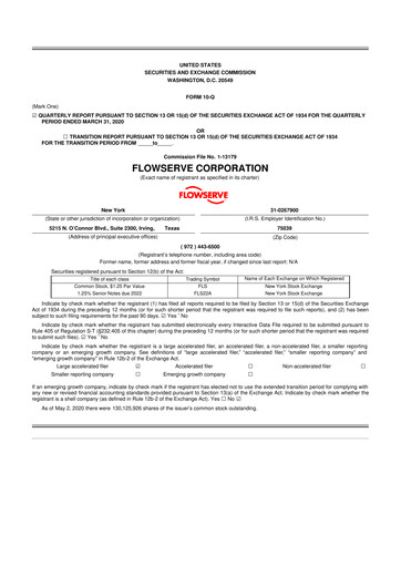 Thumbnail Flowserve
 10-Q Quarterly Report FY2020 