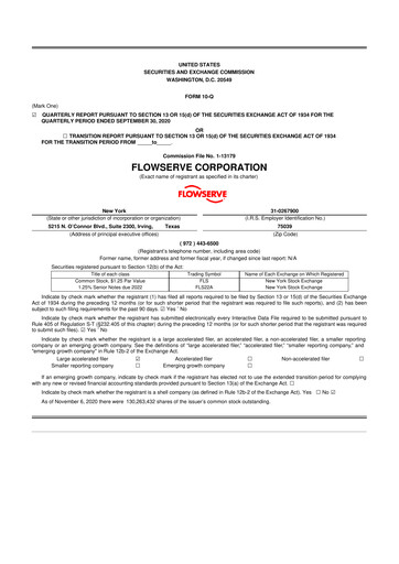 Thumbnail Flowserve
 10-Q Quarterly Report FY2020 