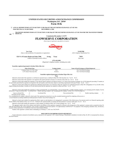 Thumbnail Flowserve
 10-K Annual Report 2020