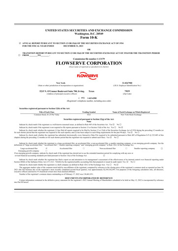 Thumbnail Flowserve
 10-K Annual Report 2021