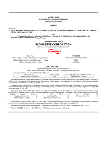 Thumbnail Flowserve
 10-Q Quarterly Report FY2022 