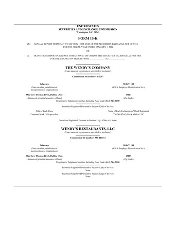 Thumbnail Wendy’s 10-K Annual Report 2011