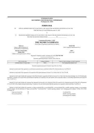 Thumbnail Wendy’s 10-K Annual Report 2023