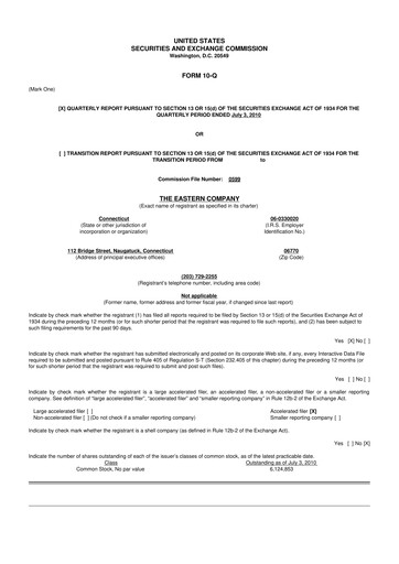 Thumbnail The Eastern Company 10-Q Quarterly Report FY 
