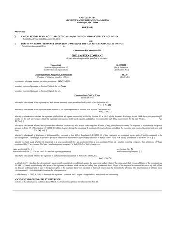Vorschaubild The Eastern Company 10-K Jahresbericht 2011
