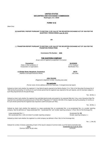 Thumbnail The Eastern Company 10-Q Quarterly Report FY2012 
