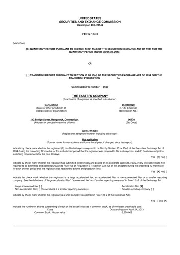 Thumbnail The Eastern Company 10-Q Quarterly Report FY2013 