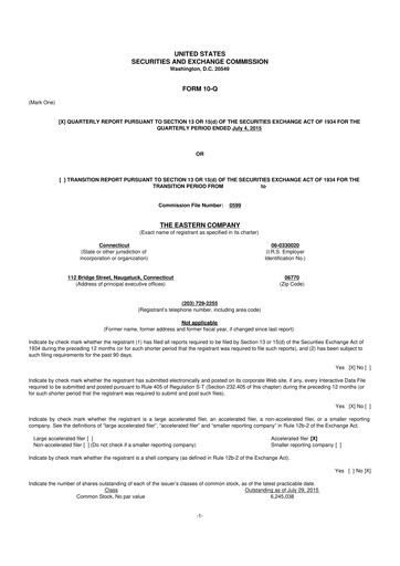 Thumbnail The Eastern Company 10-Q Quarterly Report FY2015 