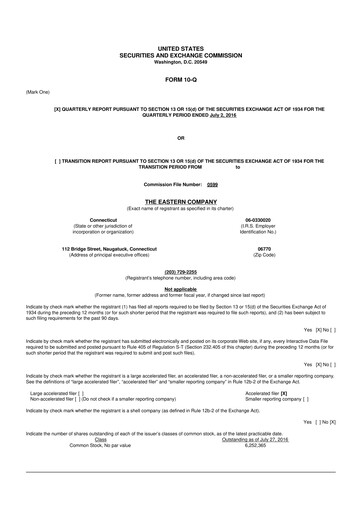 Thumbnail The Eastern Company 10-Q Quarterly Report FY2016 