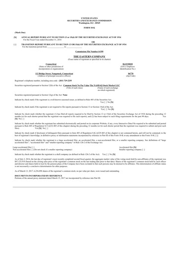 Vorschaubild The Eastern Company 10-K Jahresbericht 2016