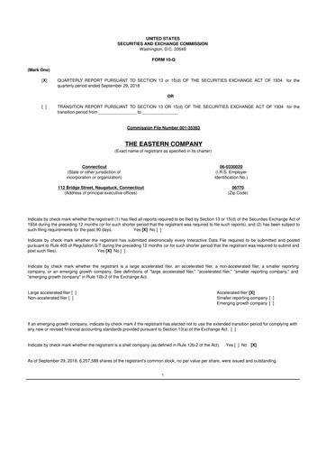 Thumbnail The Eastern Company 10-Q Quarterly Report FY2018 