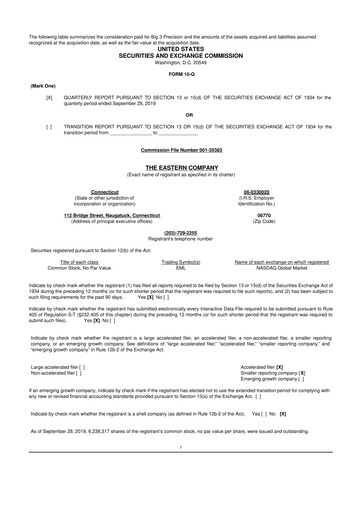 Thumbnail The Eastern Company 10-Q Quarterly Report FY2019 