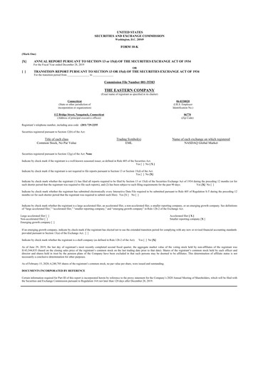 Vorschaubild The Eastern Company 10-K Jahresbericht 2019