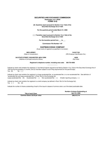 Thumbnail Eastman Kodak Company 10-Q Quarterly Report FY 