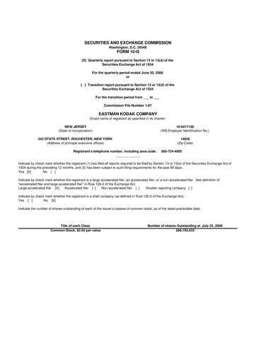 Thumbnail Eastman Kodak Company 10-Q Quarterly Report FY 