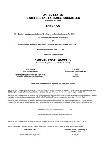 Thumbnail Eastman Kodak Company 10-Q Quarterly Report FY2014 
