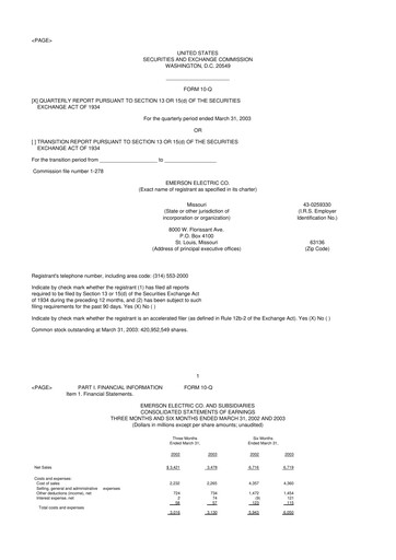 Thumbnail Emerson 10-Q Quarterly Report FY 