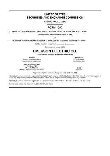Thumbnail Emerson 10-Q Quarterly Report FY 