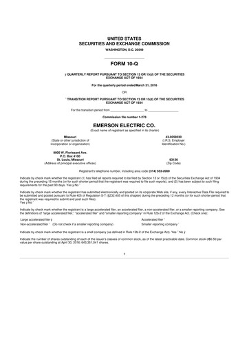 Thumbnail Emerson 10-Q Quarterly Report FY2016 