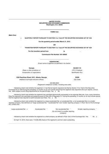 Vorschaubild Equifax 10-Q Quartalsbericht 2015 