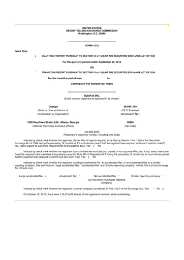 Vorschaubild Equifax 10-Q Quartalsbericht 2015 