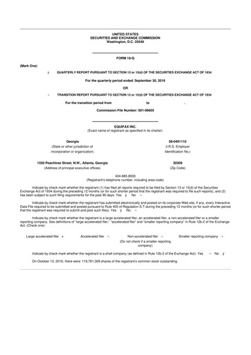 Vorschaubild Equifax 10-Q Quartalsbericht 2016 