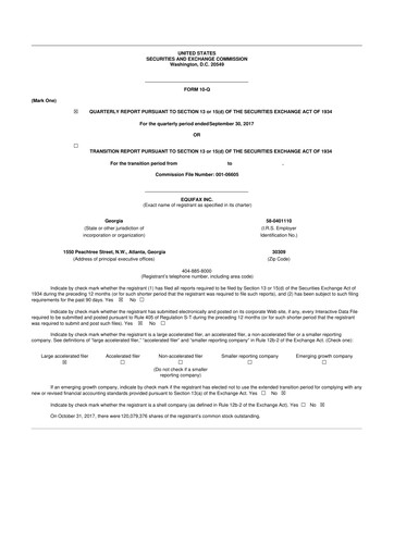 Vorschaubild Equifax 10-Q Quartalsbericht 2017 