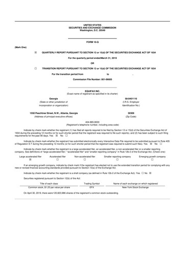 Vorschaubild Equifax 10-Q Quartalsbericht 2019 