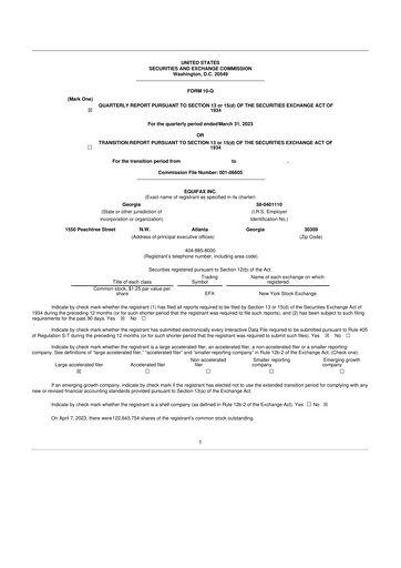 Vorschaubild Equifax 10-Q Quartalsbericht 2023 