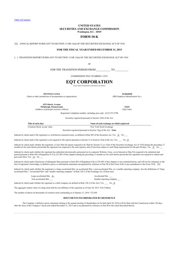 Thumbnail EQT Corporation
 10-K Annual Report 2015