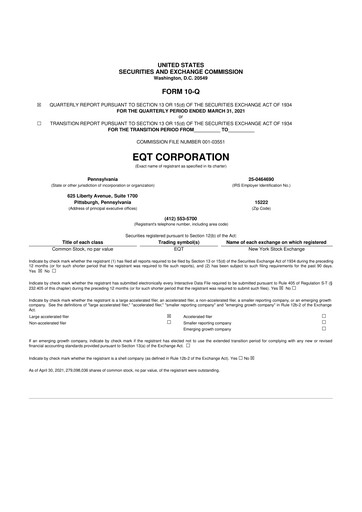 Thumbnail EQT Corporation
 10-Q Quarterly Report FY2021 