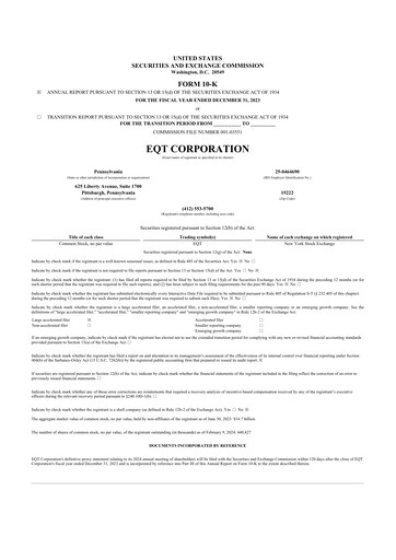 Thumbnail EQT Corporation
 10-K Annual Report 2023