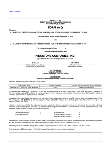 Vorschaubild Kingstone Companies 10-Q Quartalsbericht 2025 