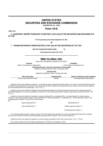 Thumbnail DMC Global 10-Q Quarterly Report FY2021 