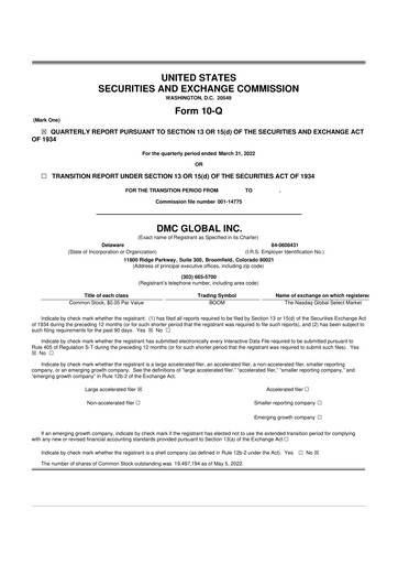 Thumbnail DMC Global 10-Q Quarterly Report FY2022 