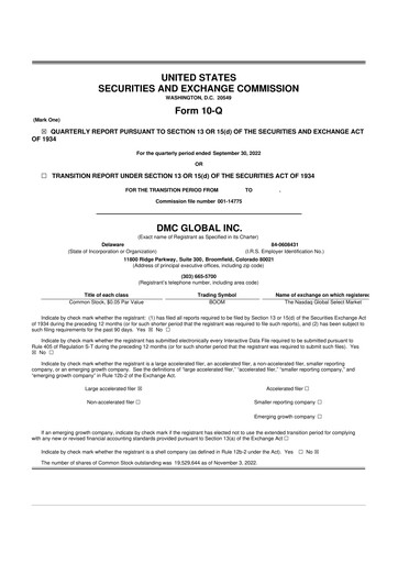 Thumbnail DMC Global 10-Q Quarterly Report FY2022 