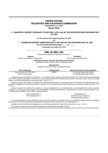 Thumbnail DMC Global 10-Q Quarterly Report FY2025 