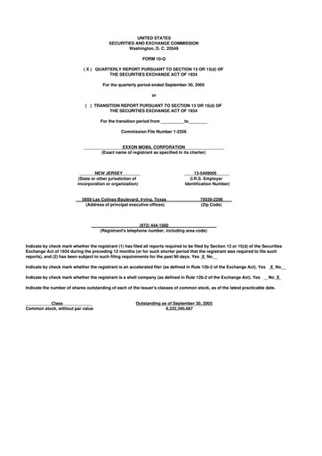 Thumbnail Exxon Mobil 10-Q Quarterly Report FY 