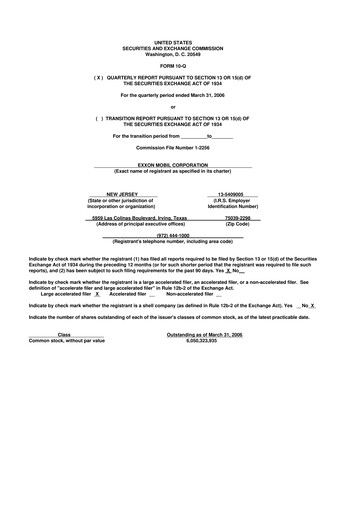Thumbnail Exxon Mobil 10-Q Quarterly Report FY 