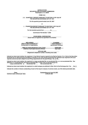 Thumbnail Exxon Mobil 10-Q Quarterly Report FY 